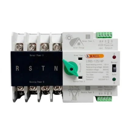 KAEL LDQ5 125_4P Green Nob AC 3Phase Din Rail 220V Dual Power Automatic Transfer Switch ATS