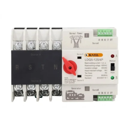 KAEL LDQ5 125_4P Red Nob AC 3Phase Din Rail 220V Dual Power Automatic Transfer Switch ATS