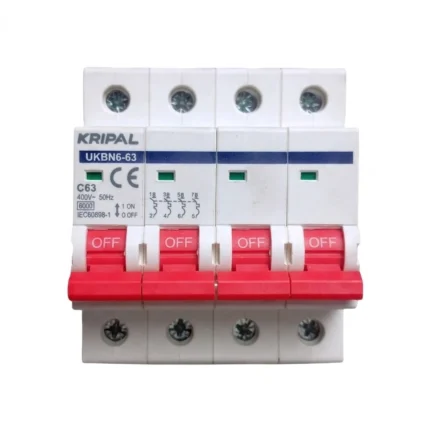 Kripal UKBN66 3 4 Pole 63A AC Miniature Circuit Breaker MCB