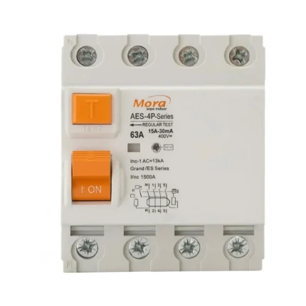 Mora 3 Phase 4P 63A RCCB Residual Current Circuit Breaker with Leakage Protection
