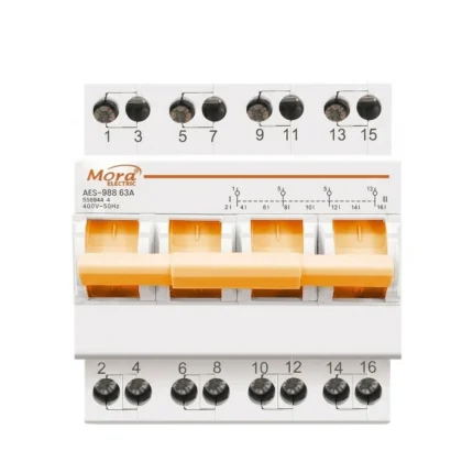 Mora 4P 63A 3 Phase Din Rail MTS Dual Power Manual Transfer Switch Interlock Breaker Type Changeover