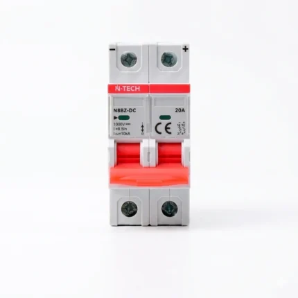 N Tech N8BZ 2 Pole 20A DC MCB Overload & Short Circuit Protection