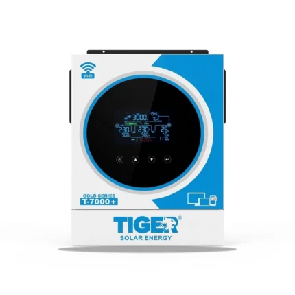 Tiger T7000+ Gold Series 6kW Hybrid solar Inverter With 7000W PV Built in WiFi Dual Output RGB Lights Touch Display