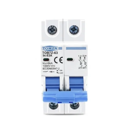 Tomzn 2P DC 1000V Solar Mini Circuit Breaker 16A, 20A, 32A, 63A