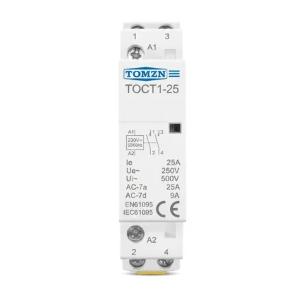 Tomzn TOCT1 25 Contactor 2P 25A 220V Din Rail Ac Modular Contactor