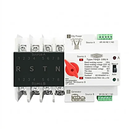 Tomzn TOQ5 4P 125A AC Three Phase Din Rail 220V Dual Power Automatic Transfer Switch ATS