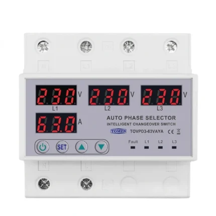 Tomzn TOVPD3 VAYA 3 Phase Auto Phase Selector Voltmeter Adjustable Over and Under Voltage Protection